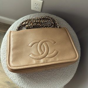 Chanel camel single flap bag